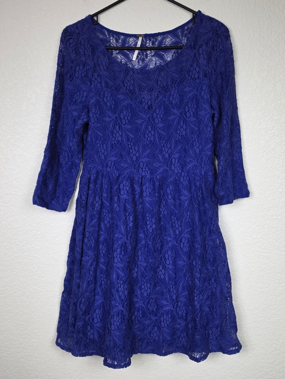 Free People Small Blue Lace Mini Half Sleeve Dress